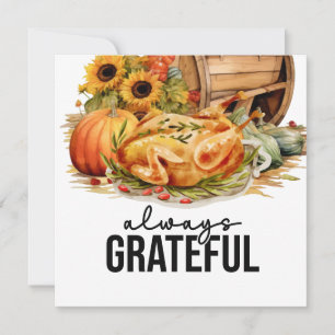 Thanksgiving with turkey thank you card