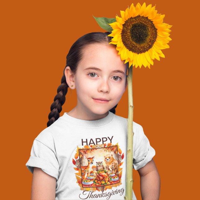 Thanksgiving Woodland Animals Autumn Leaves T-Shirt (Creator Uploaded)