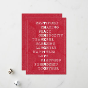 Thanksgiving Word Art in Various Colors Holiday Card