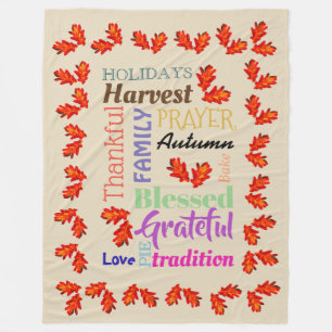 Thanksgiving Word List Fleece Blanket