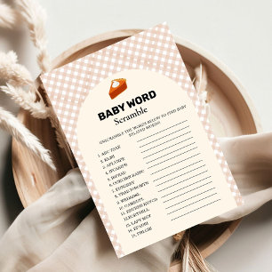 Thanksgiving  word scramble baby shower game card