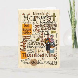 Thanksgiving Wordcloud - Goddaughter Holiday Card