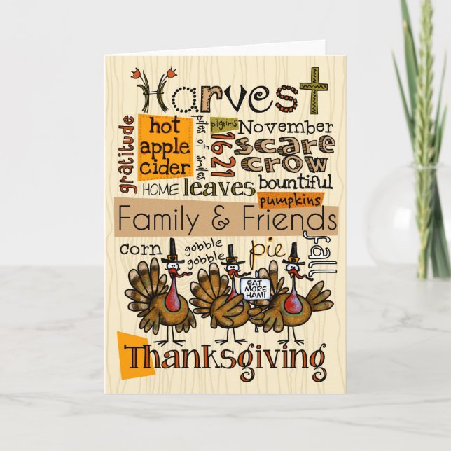 Thanksgiving wordcloud holiday card (Front)