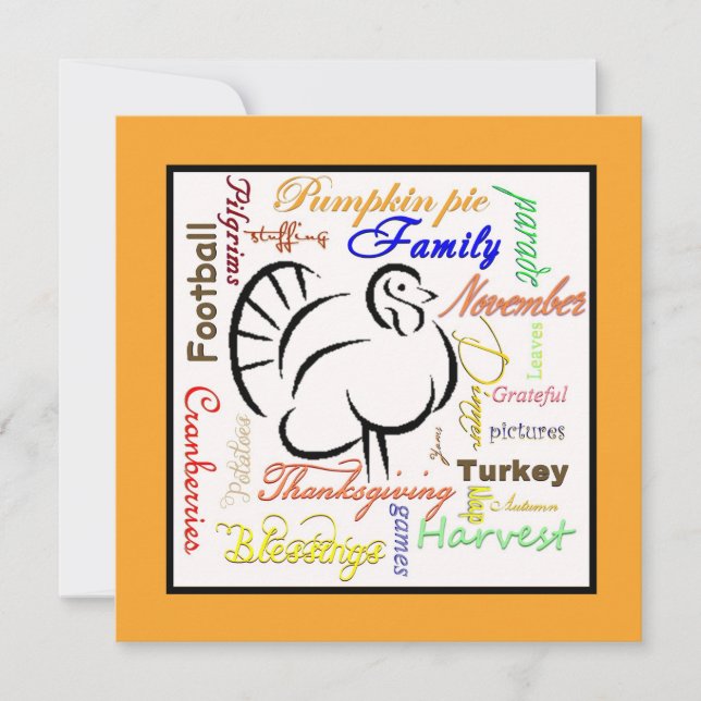 Thanksgiving words holiday  card (Front)
