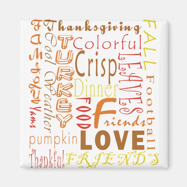 Thanksgiving Words Magnet (Front)