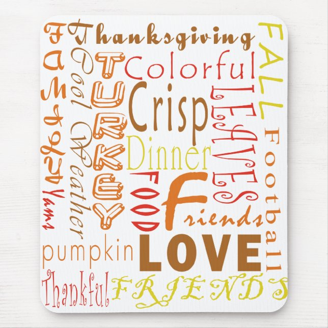 Thanksgiving Words Mousepad (Front)