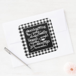 Thanksgiving words square sticker
