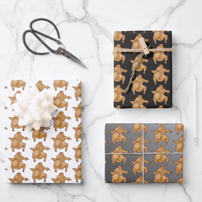 Thanksgiving Wrapping Paper Flat Sheet Set of 3 (Front)