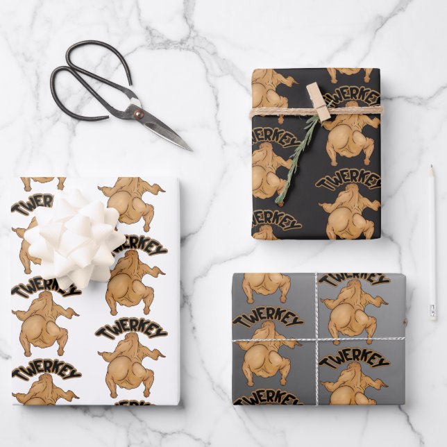 Thanksgiving Wrapping Paper Flat Sheet Set of 3 (Front)