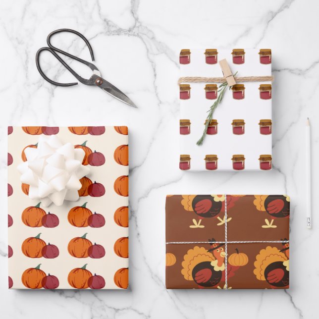 Thanksgiving Wrapping Paper Sheet (Front)