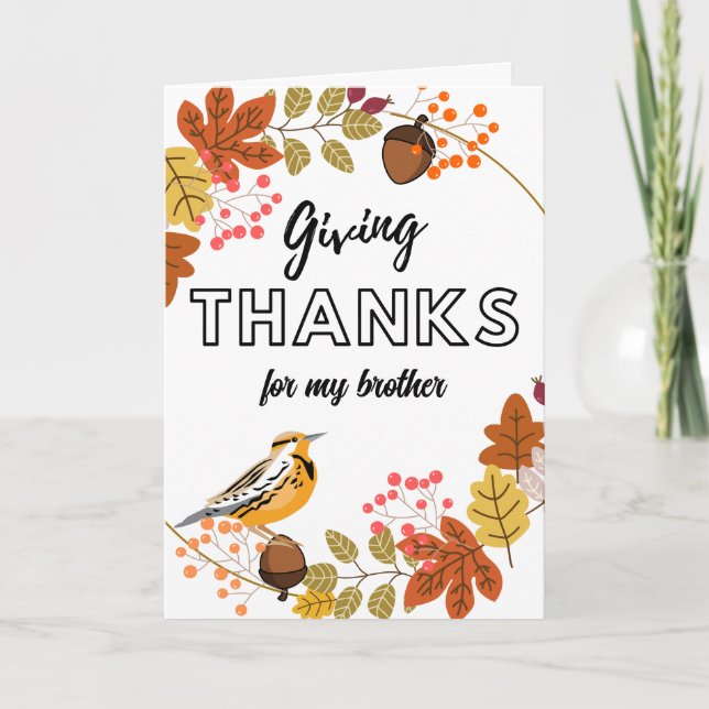 Thanksgiving Wreath for Brother Custom Front Text  Card (Front)
