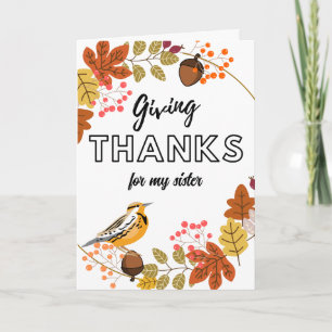 Thanksgiving Wreath for Sister Custom Front Text Card