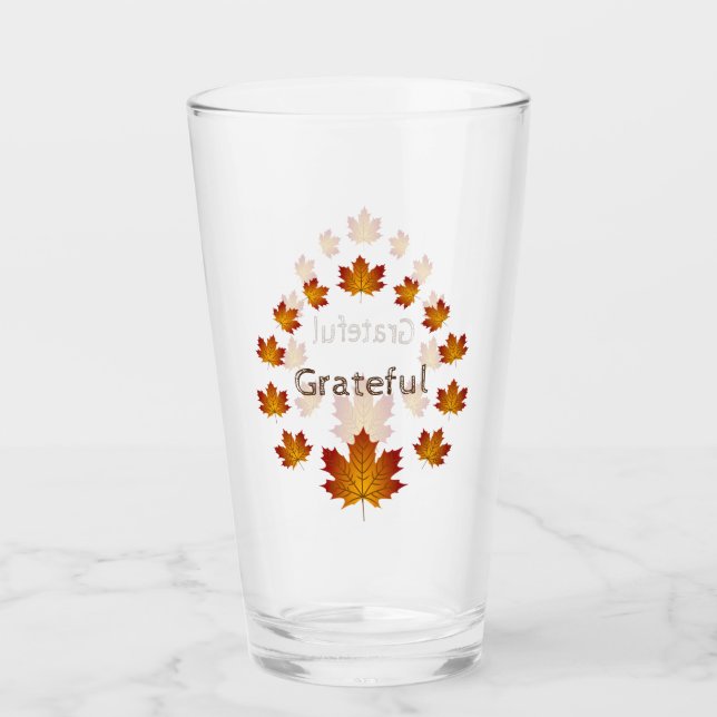 Thanksgiving Wreath Grateful Simple Maple Leaves Glass (Front)