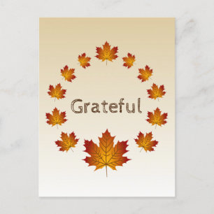 Thanksgiving Wreath Grateful Simple Maple Leaves Postcard