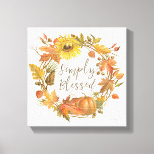 Thanksgiving Wreath - Simply Blessed Canvas Print