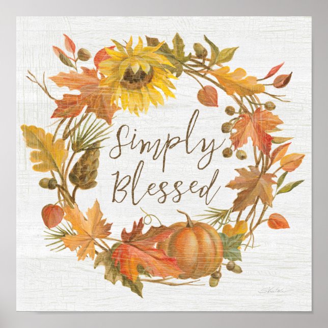 Thanksgiving Wreath - Simply Blessed Poster (Front)