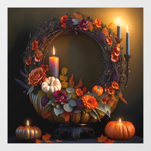 Thanksgiving Wreath Window Cling (Sheet)