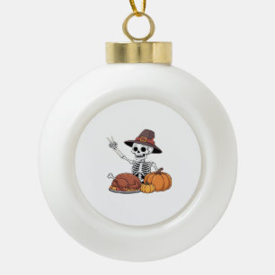 Thanksgiving X-ray Skeleton Funny Rock Hand Fall L Ceramic Ball Christmas Ornament