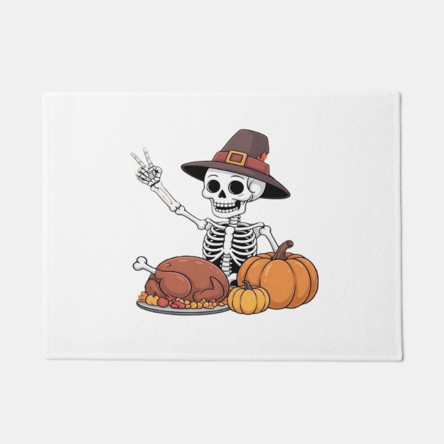 Thanksgiving X-ray Skeleton Funny Rock Hand Fall L Doormat (Front)