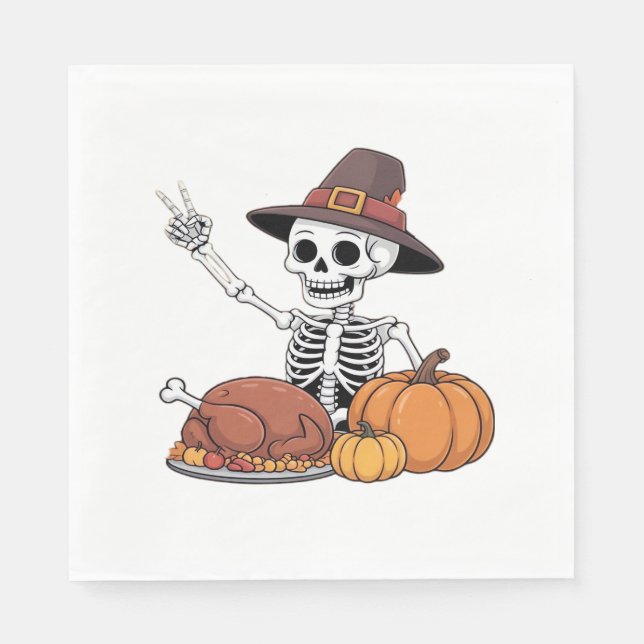 Thanksgiving X-ray Skeleton Funny Rock Hand Fall L Napkin (Front)