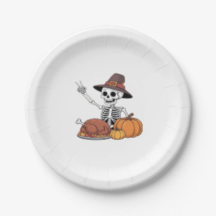 Thanksgiving X-ray Skeleton Funny Rock Hand Fall L Paper Plate