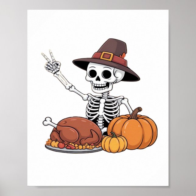 Thanksgiving X-ray Skeleton Funny Rock Hand Fall L Poster (Front)