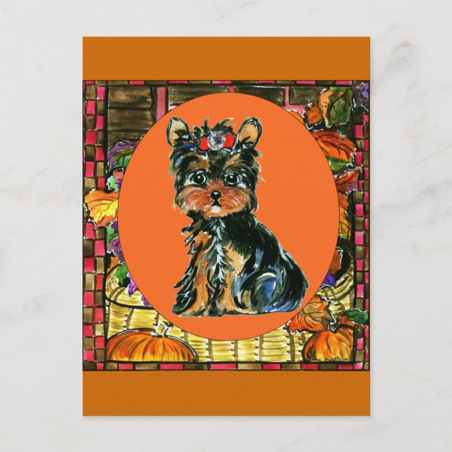 Thanksgiving Yorkie Poo Holiday Postcard (Front)