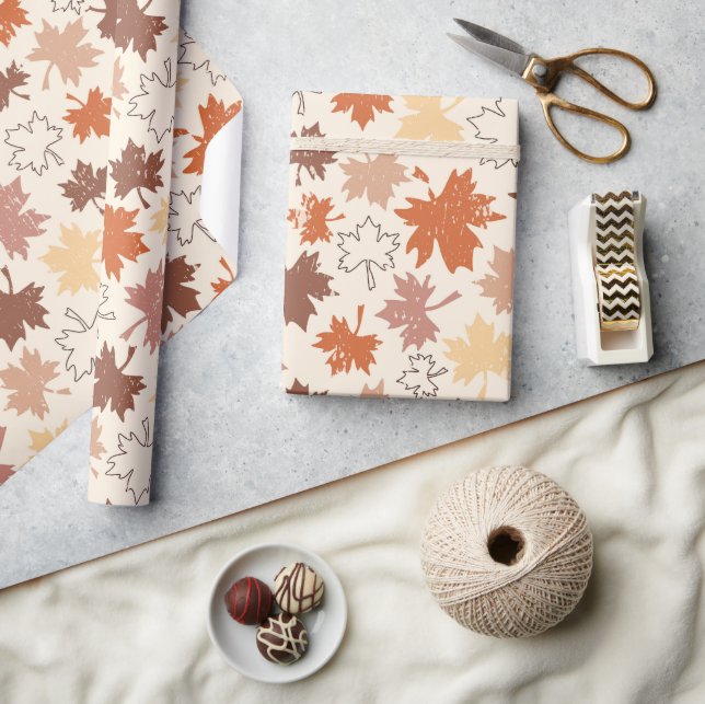 Thanksgivings day design, autumn natural leaves wrapping paper (Crafts)