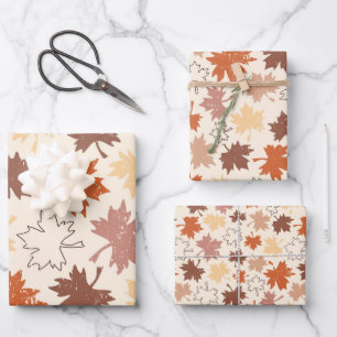 Thanksgivings day design, autumn natural leaves wrapping paper sheet