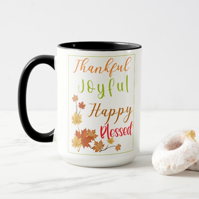 Thanksgivng Fall Season Gratitude Coffee or Tea Mug (With Donut)