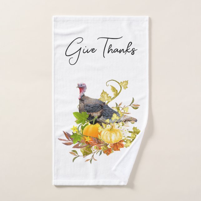 Thanksgivng Turkey Pumpkin Holiday Hand Towel (Hand Towel)