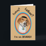 Thanksgivukkah Card Funny Hound Dog wYamaka<br><div class="desc">An adorable rescue hound named "Charley" is featured wearing a yamaka and star of david necklace in this humourous photo image Thanksgivukkah greeting card design by artist c.a.teresa. Thanksgivukkah is the combined Jewish holiday of Hanukkah and Thanksgiving which will be falling on the same day this year. Celebrate this joyful...</div>
