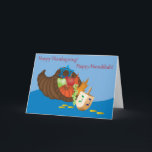 Thanksgivukkah Card (Thanksgiving and Hanukkah) 4<br><div class="desc">A Thanksgiving cornucopia with a Hanukkah dreidel and some gelt!  A perfect card to send to Jewish friends in 2013 - marking the once in a lifetime overlap of Thanksgiving and Hanukkah!</div>