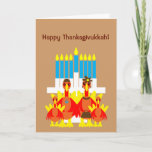 Thanksgivukkah Funny Turkey Family Greeting Card<br><div class="desc">A humourous original c.a.teresa illustration greeting card or invitation of a turkey family dressed in their holiday attire in front of a menorah. The perfect card to celebrate the combination of Thanksgiving and Hanukkah which will be falling together this year. These colourful festive cards can also be customised on the...</div>