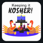 Thanksgivukkah  Stickers Wine Toasting Turkeys<br><div class="desc">A funny Thanksgivukkah design on multiple products and giftware featuring an original design by c.a.teresa of two wine toasting turkeys, one wearing a yamaka, with a menorah, Star of David to celebrate the combined Thanksgiving and Hanukkah Jewish Holiday. All products can be customised with different styles and colours and personalised...</div>