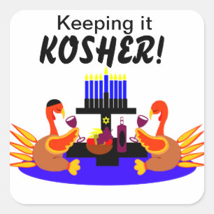 Thanksgivukkah  Stickers Wine Toasting Turkeys