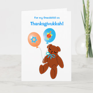 Thanksgivukkah Teddy Bear Baby Greeting Card