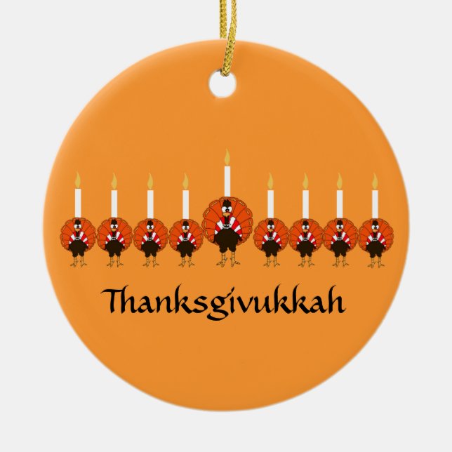 Thanksgivukkah Turkey Menorah Ornament (Front)
