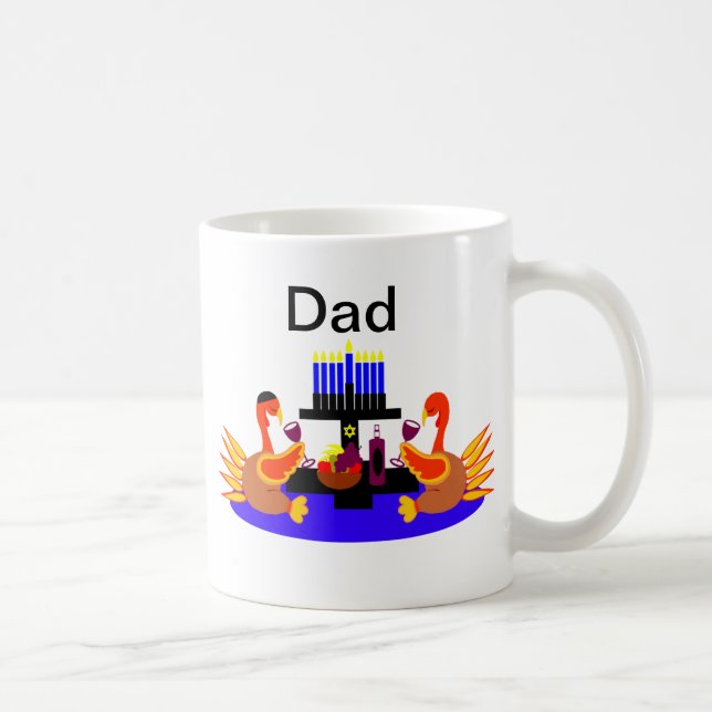Thanksgivukkah Wine Toasting Turkeys Dad Mug (Right)