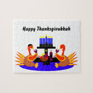 Thanksgivukkah Wine Toasting Turkeys Puzzle