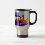 Thanksgivukkah Wine Toasting Turkeys Travel Mug<br><div class="desc">A funny Thanksgivukkah design on multiple products and giftware featuring an original design by c.a.teresa of two wine toasting turkeys, one wearing a yamaka, with a menorah, Star of David to celebrate the combined Thanksgiving and Hanukkah Jewish Holiday. All products can be customised with different styles and colours and personalised...</div>