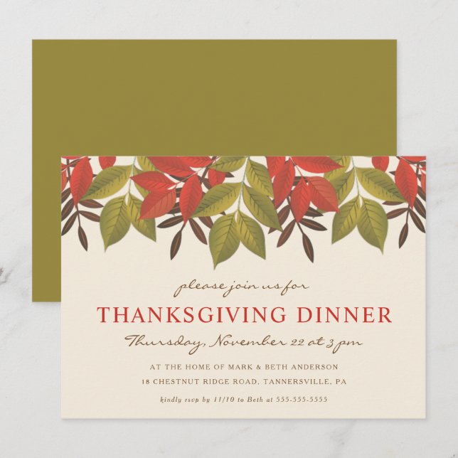 THANKSSGIVING DINNER INVITE | BRIGHT FOLIAGE (Front/Back)