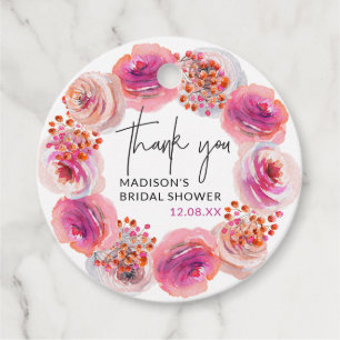 Thankyou Bright Floral Bridal Shower Circle Favour Tags