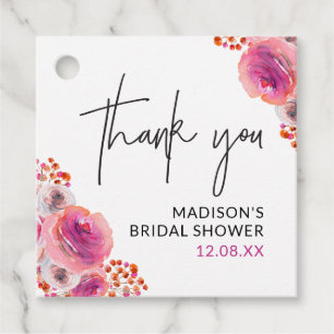 Thankyou Bright Floral Bridal Shower Favour Tag