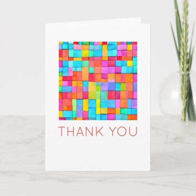 THANKYOU Colourful Abstract Art Happy Blank Note Card (Front)