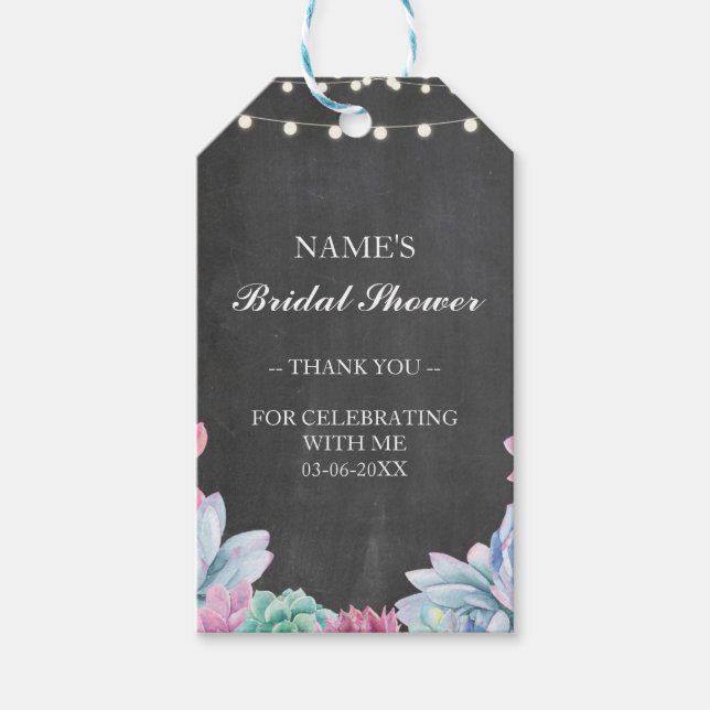 Thankyou Tag Favour Pastel Succulent Bridal Shower (Front)