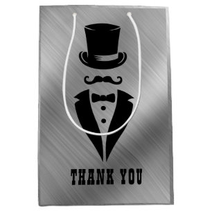 Thankyou Tuxedo Silver Medium Gift Bag