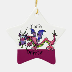 Thar Be Dragons Ceramic Tree Decoration