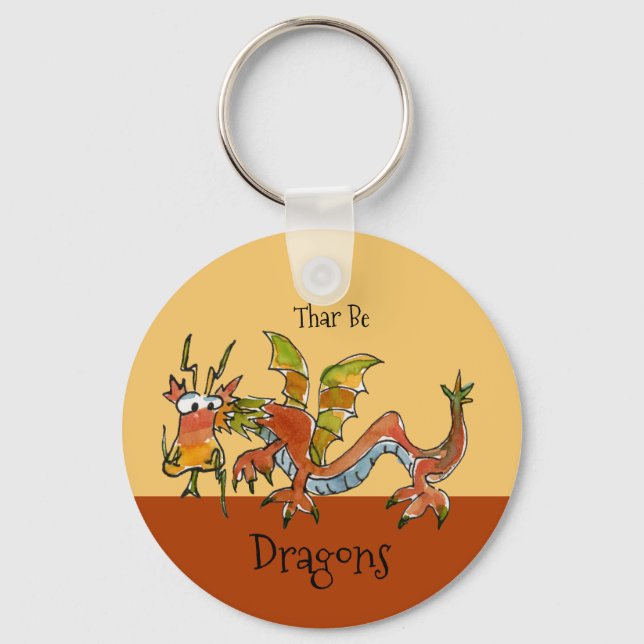 Thar Be Dragons Key Ring (Front)