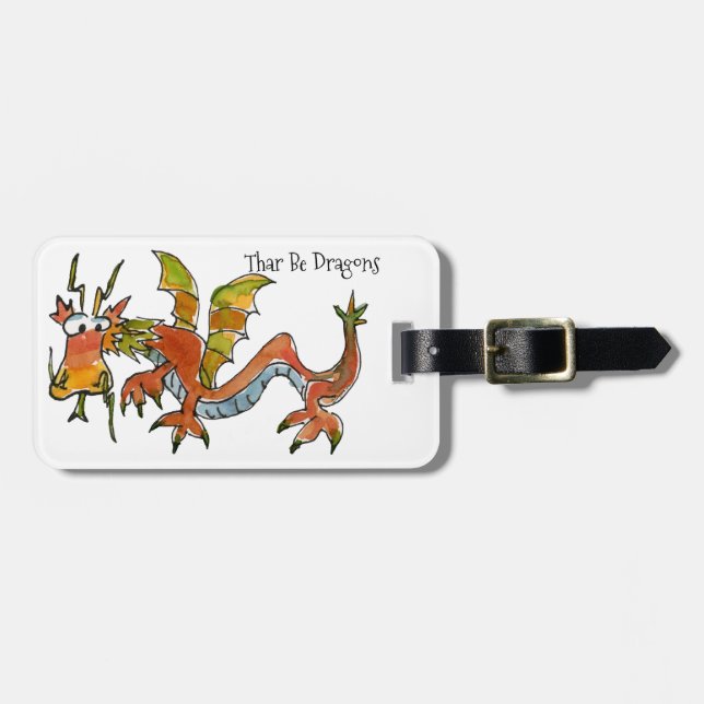 Thar Be Dragons Luggage Tag (Front Horizontal)